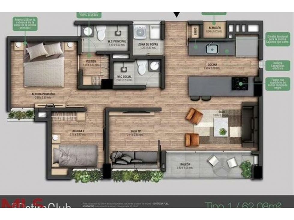 Apartamento en venta en V. Pantanillo (El Retiro), El Retiro — foto 2