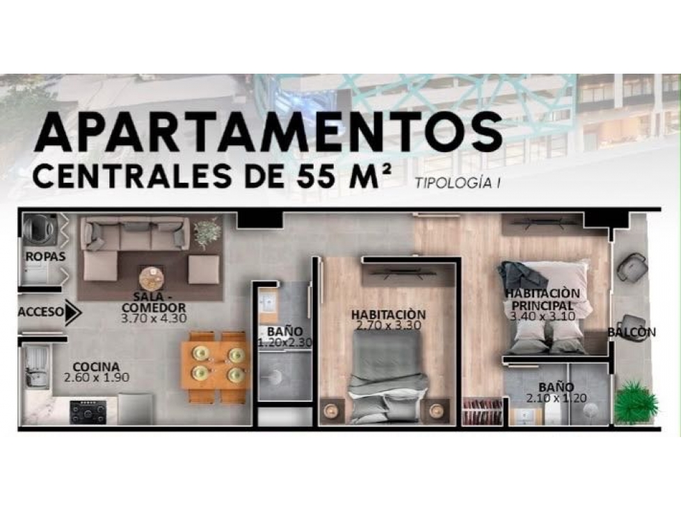 Apartamento nuevo de 55 m² en Itagüí con licencia para rentas cortas — foto 3