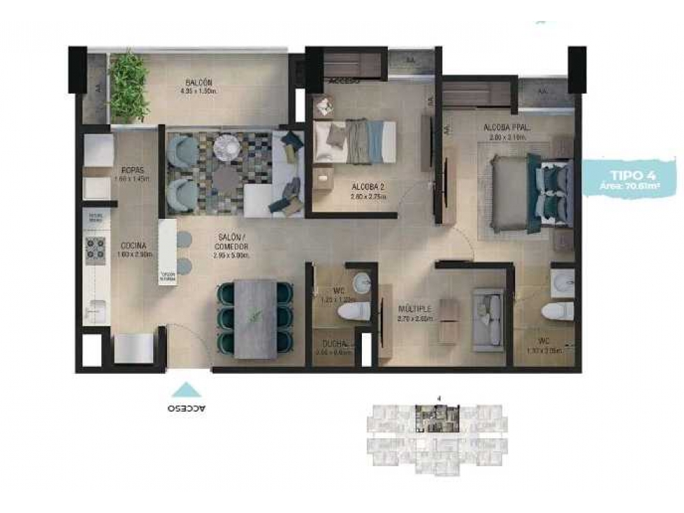 OFERTA APARTAMENTO PARA ESTRENAR CERCA AL NUEVO C.C. SOLAR PLACE — foto 2