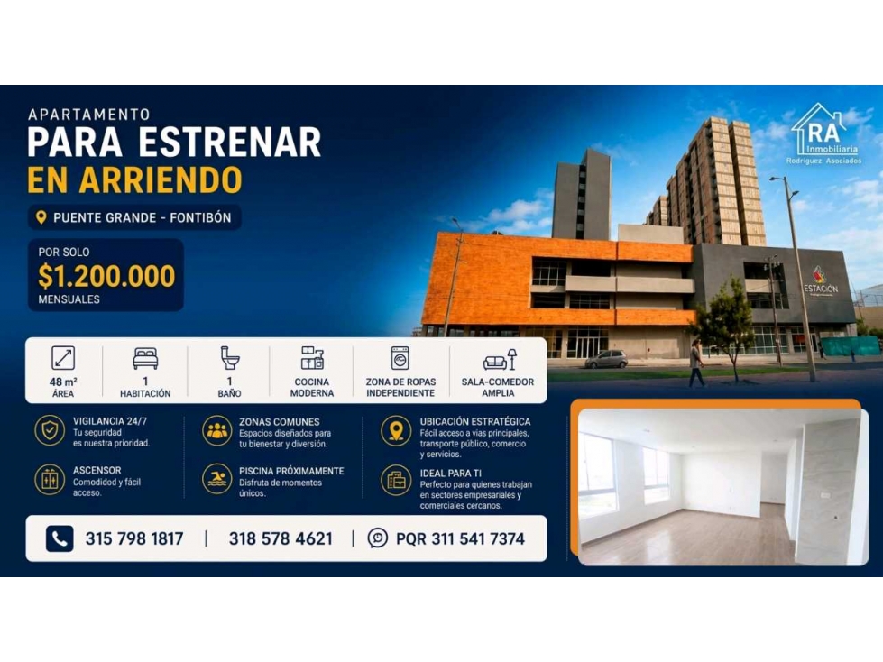 Apartamento para estrenar en arriendo EN FONTIBON 10088806