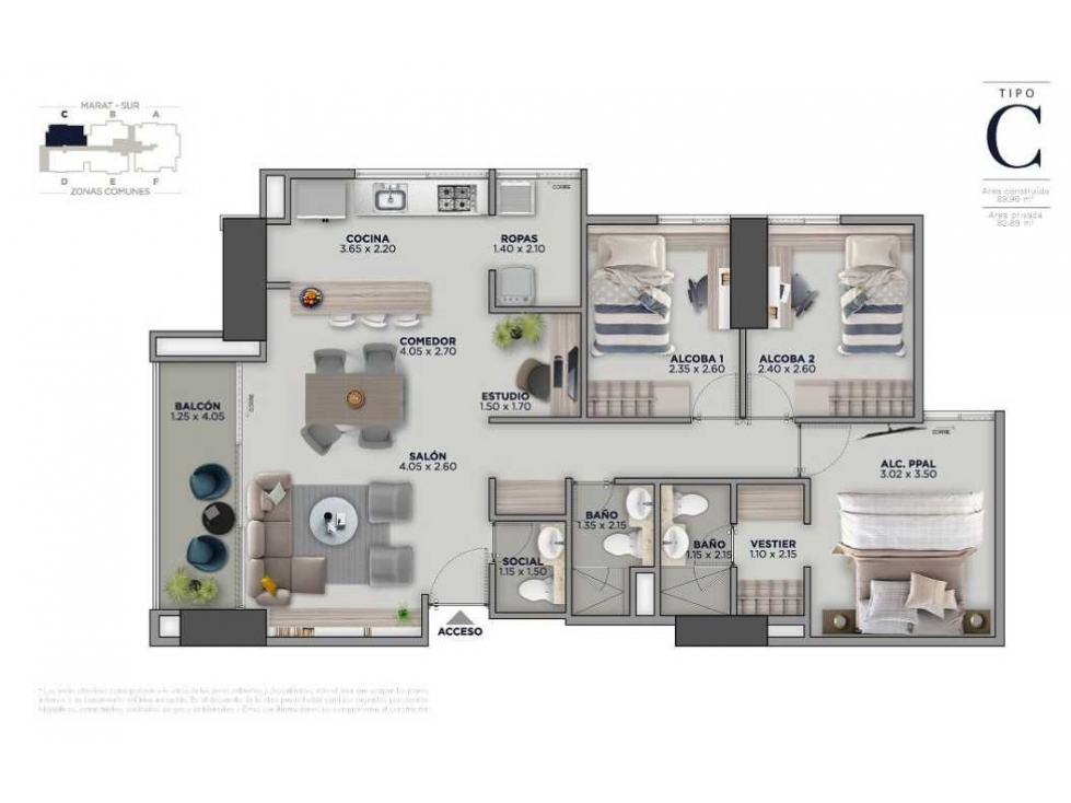 APARTAMENTO PARA ESTRENAR EN SABANETA 90 MTS