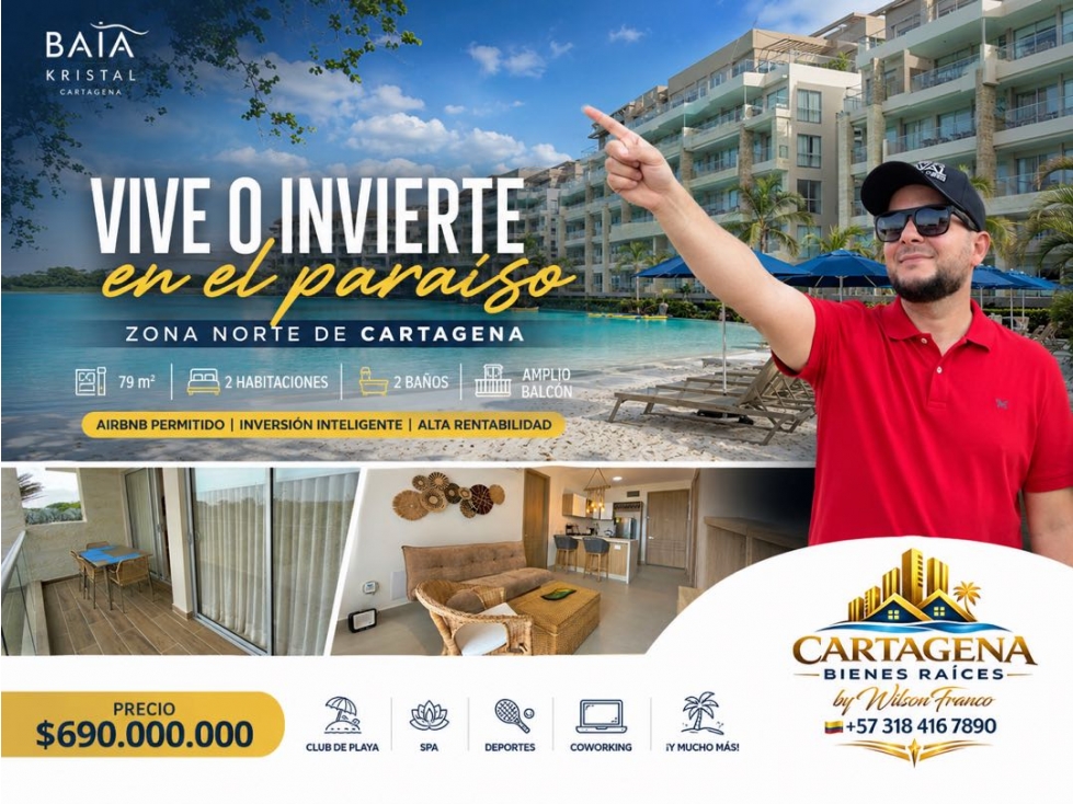 Baia Kristal, Apartamento en Venta, Zona Norte de Cartagena