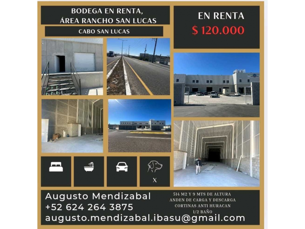 Bodega en renta, area Rancho - 1