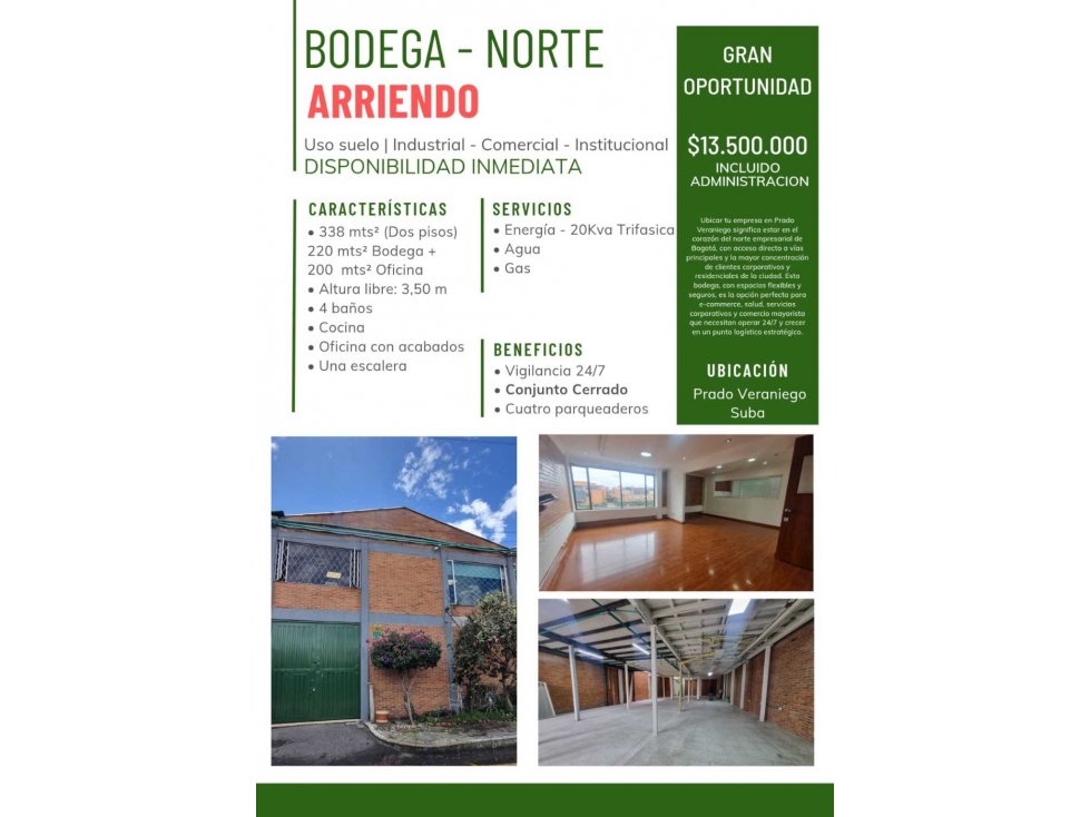 Bodega En Arriendo Prado veraniego