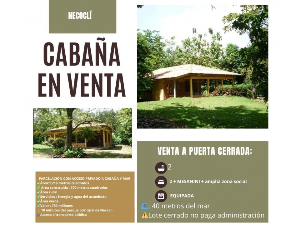 CABAÑA EN VENTA EN NECOCLI - 1
