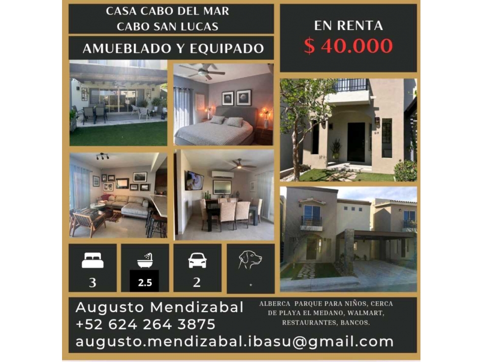 Casa en renta Cabo del Mar. El Tezal. Cabo San Lucas - 1