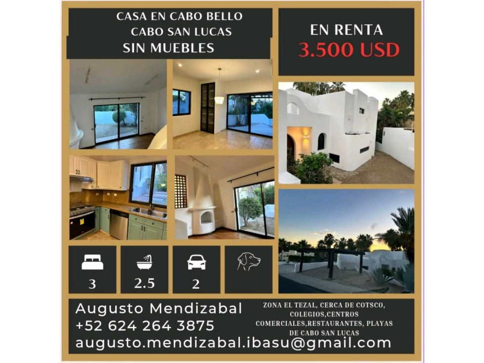 Casa en renta en Cabo Bello, El Tezal, Cabo San Lucas - 1