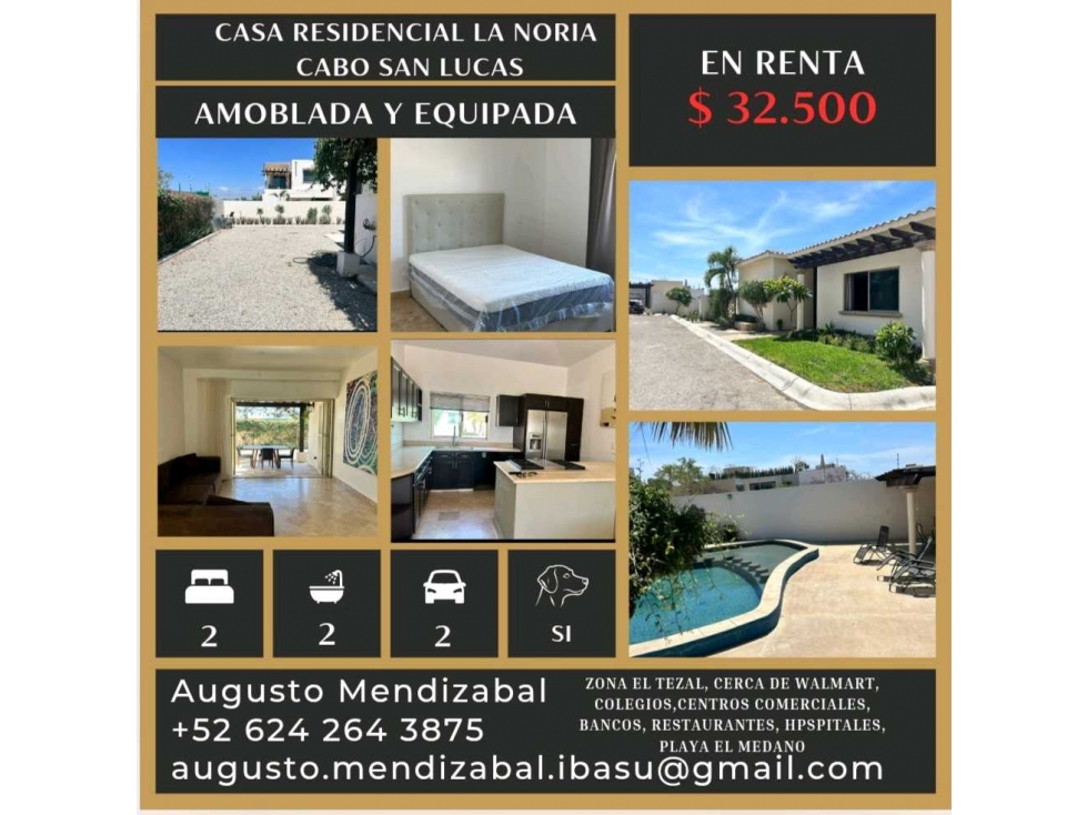 Casa en renta Residencial La Noria, eñ Tezal, Cabo San Lucas - 1