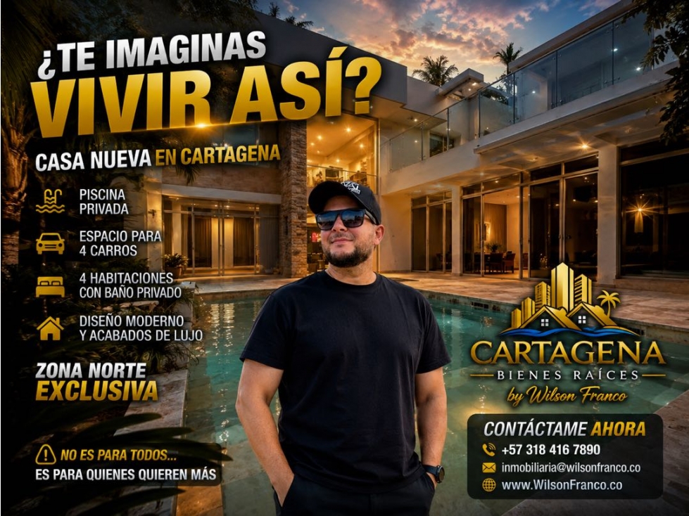 Casa En Venta con Piscina | Condominio en Zona Norte de Cartagena