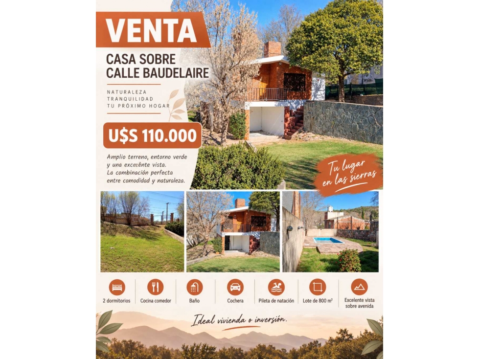 CASA EN VENTA EXCELENTE VISTA Sobre calle Baudelaire Villa Ca - 1