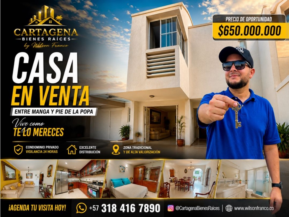 Casa En Venta, OPORTUNIDAD, Pie De La Popa / Manga, Cartagena