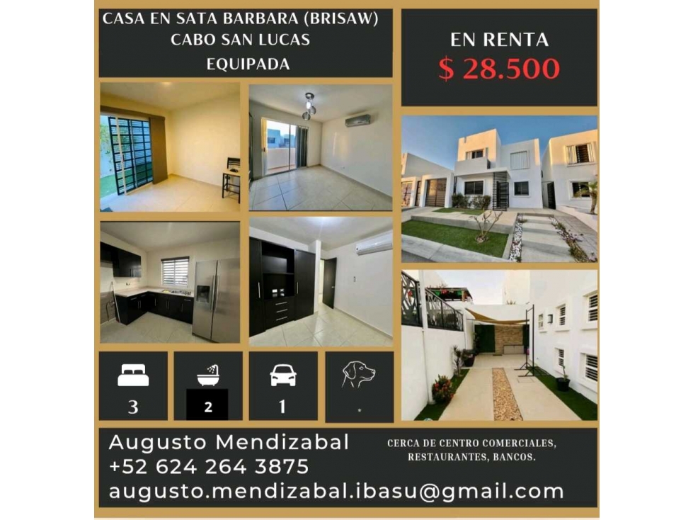 Casa en.renta en Santa Barbara. Cabo San Lucas