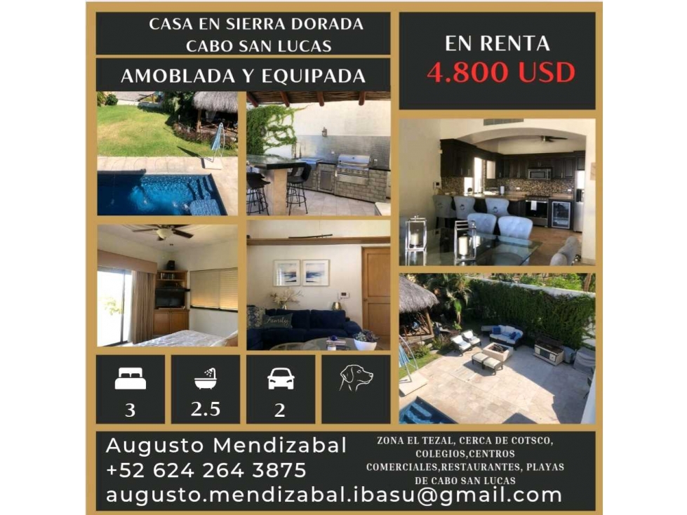 Casa en.renta Sierra Dorada,.el Tezal, Cabo San Lucas - 1