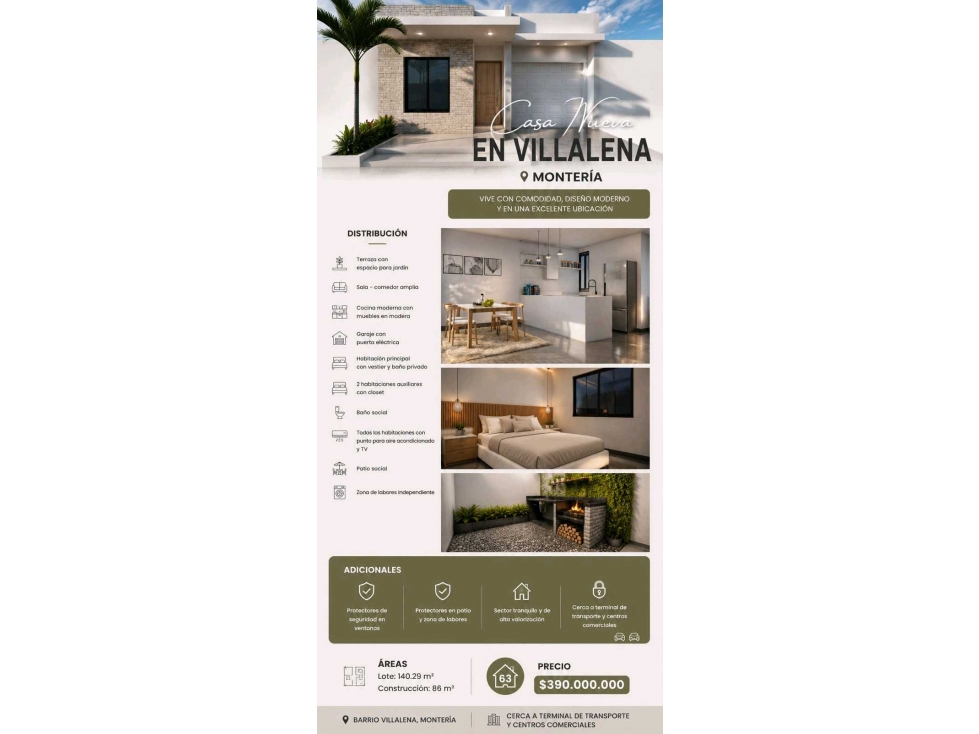CASA PARA ESTRENAR EN VILLA ELENA EN MONTERIA