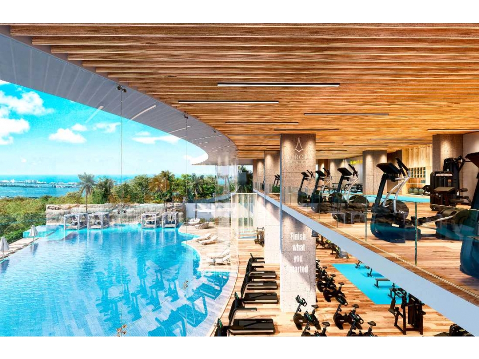 Departamento de lujo en Aurora Towers Cancún 2 recámaras con terraza