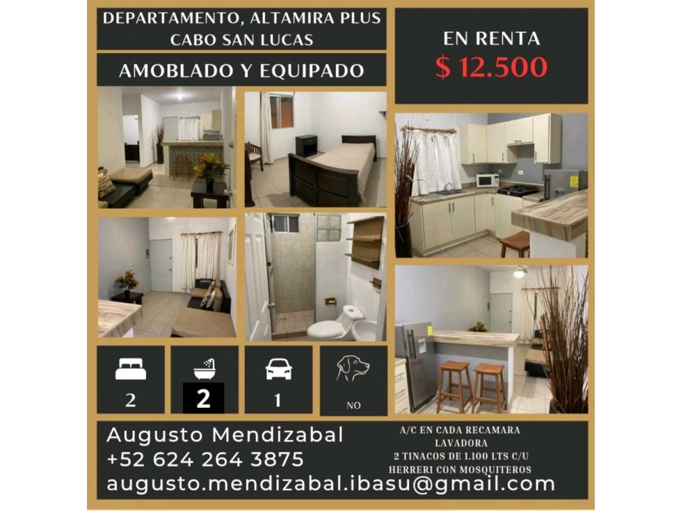 Departamento en renta Altamira Plus, Cabo San.Lucas - 1