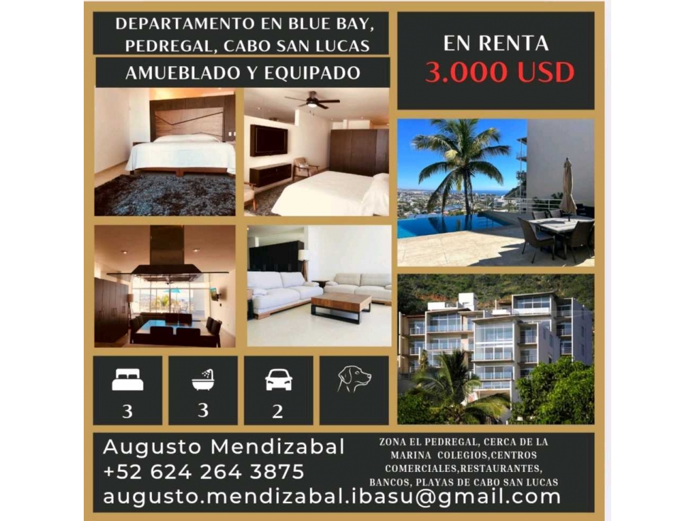 Departamento en renta Blue Bay, Pedregal, Cabo San.Lucas - 1