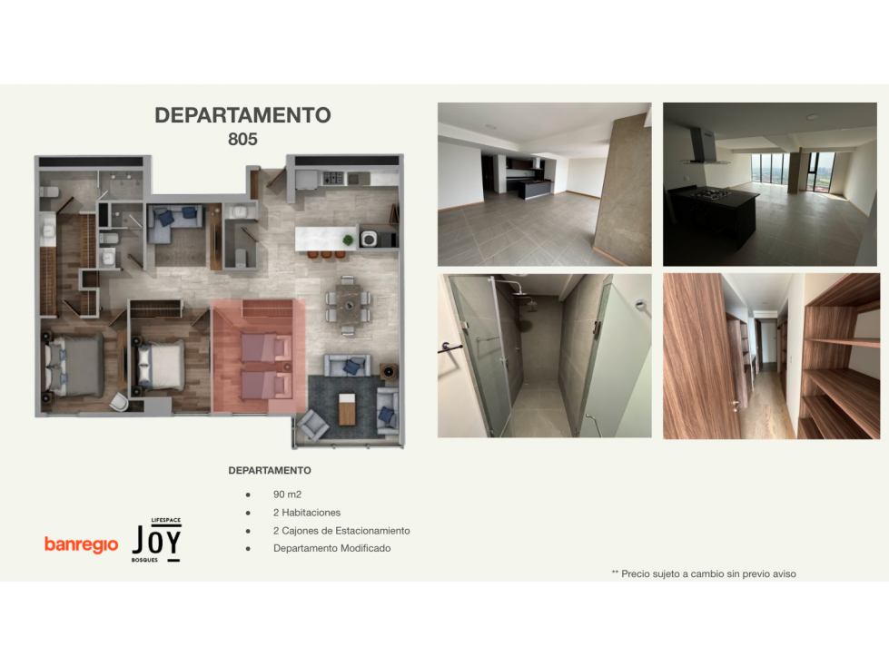 Departamento en Venta Joy Bosques, Cuajimalpa | 2 Recámaras - 1