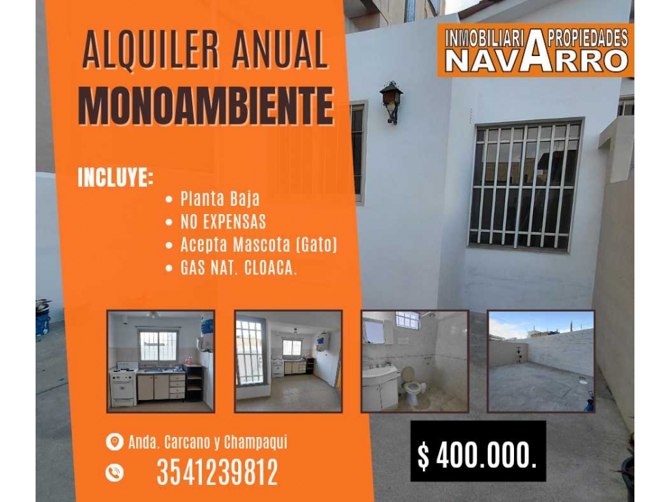 Dpto. con patio. ALQ ANUAL - 2