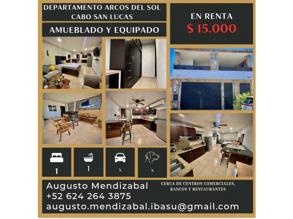 Estudio en renta Arcos del.Sol