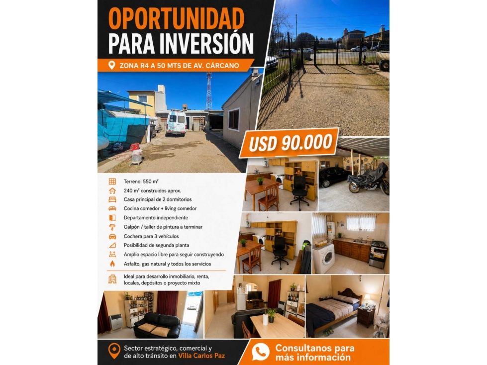 INVERSIÓN CASA +DPTO+GALPON ZONA R4 A 50 MTS DE AVDA - 1