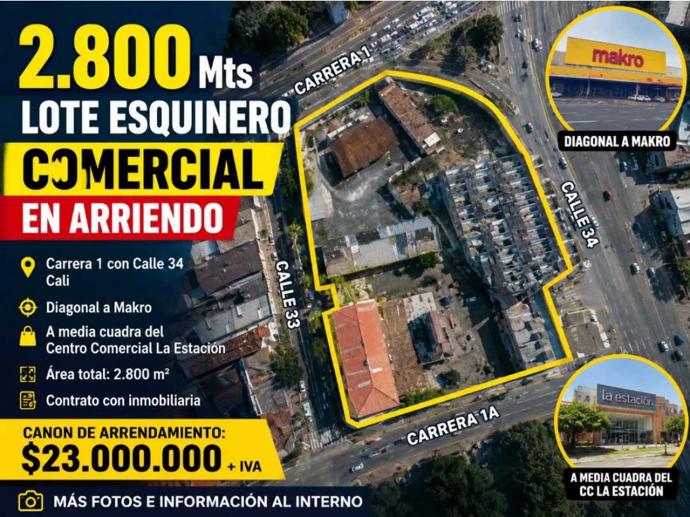 Lote Comercial Esquinero Cali