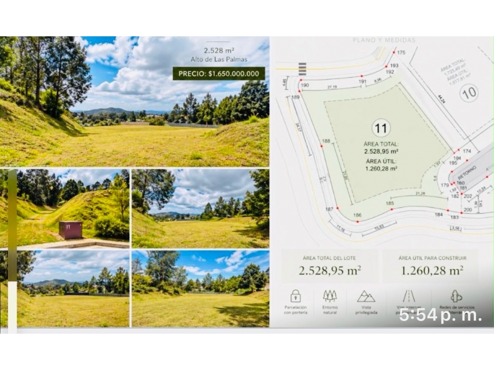 Lote en venta Alto de Palmas