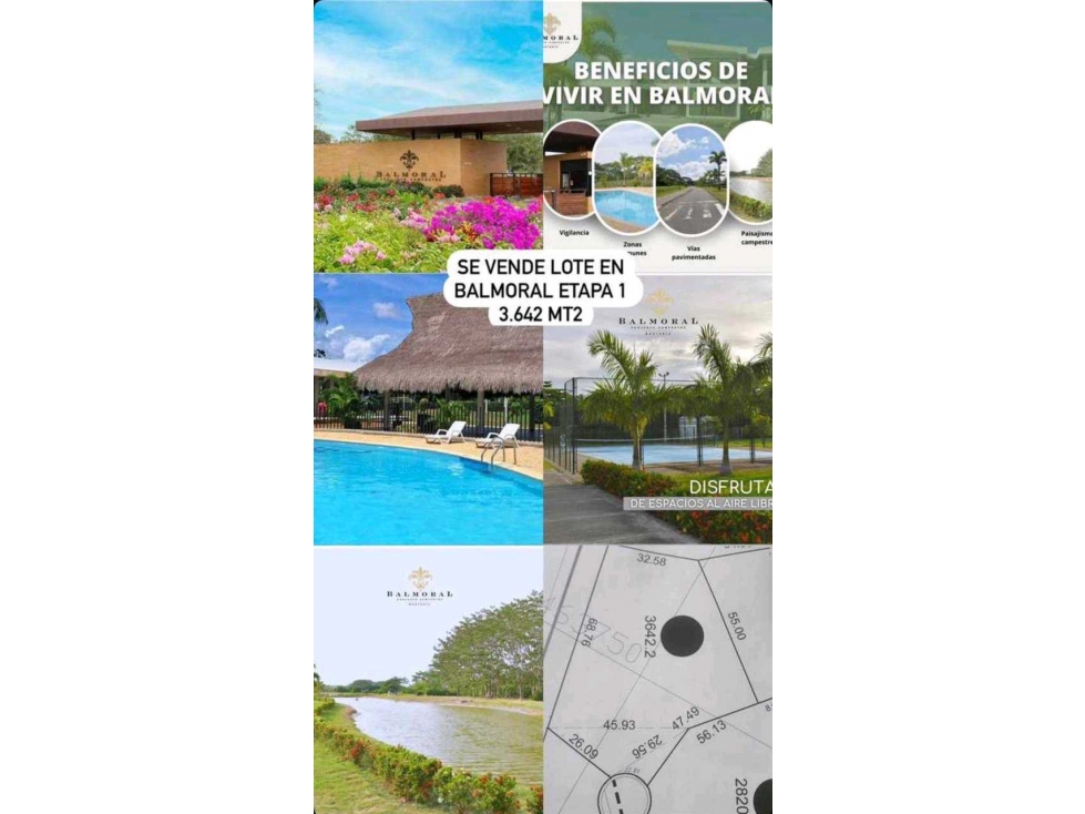 LOTE EN VENTA DE 3.642 m2 EN CONJUNTO BALMORAL MONTERIA