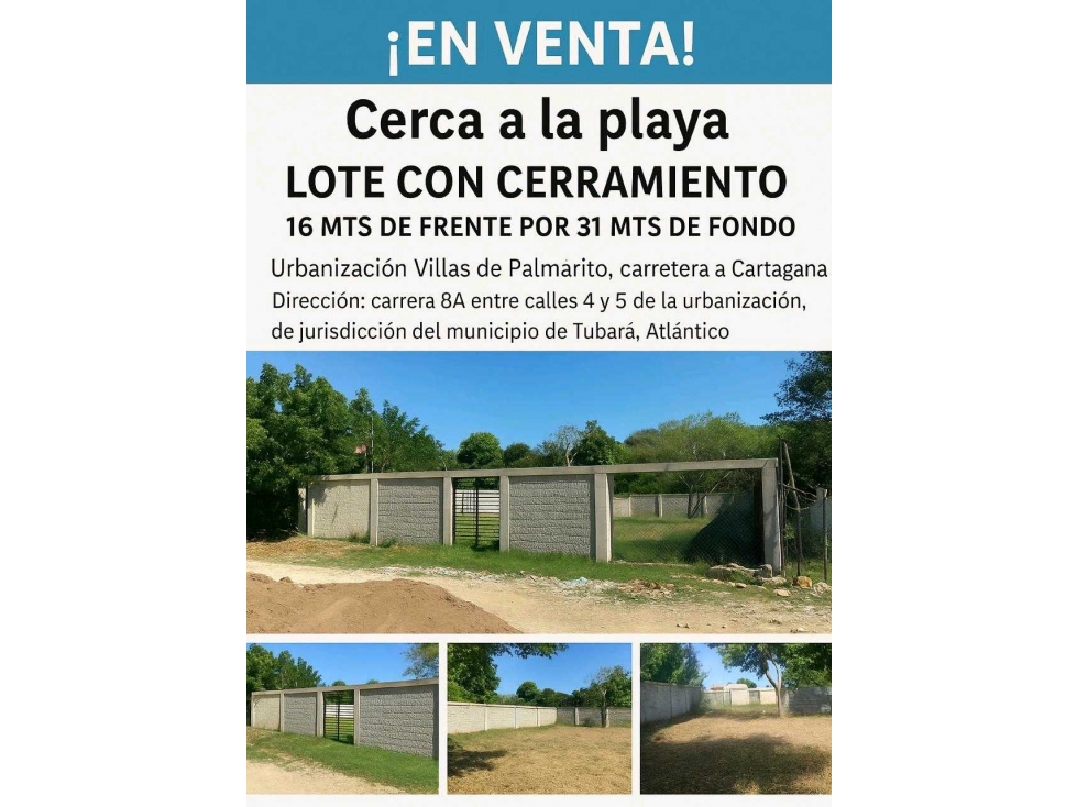 Lote totalmente cercado en Venta Villas del Palmarito - 1
