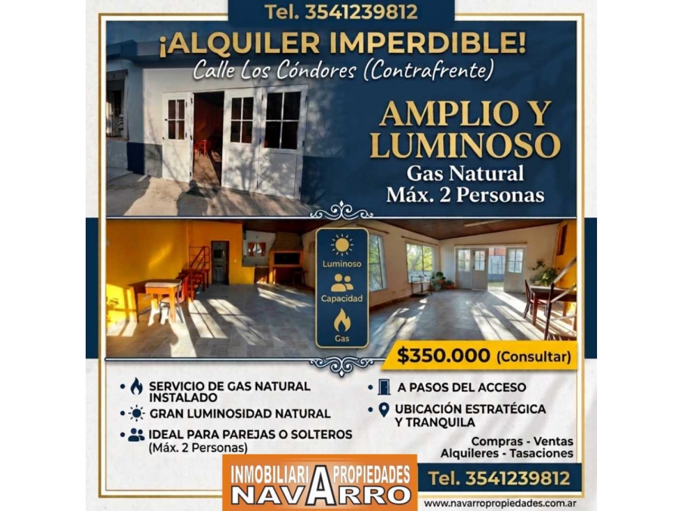 MONOAMBIENTE..Alq. Anual. Gas Natural - 1
