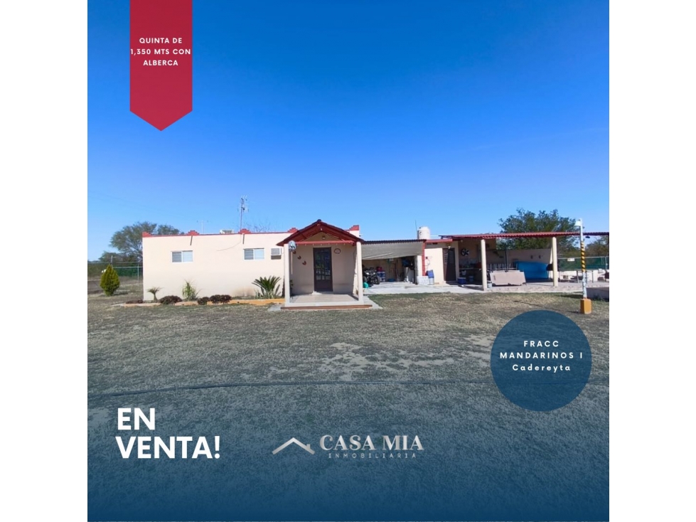 Quinta en Venta en Col. Mandarinos I, Cadereyta, N.L. - 1