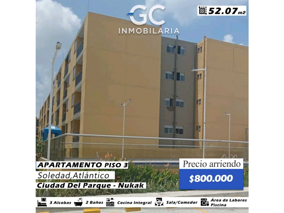 Se arrienda apartamento piso 3 ciudad del parque- Nukak