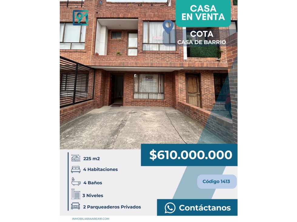 SE VENDE CASA OBRA BLANCA COTA