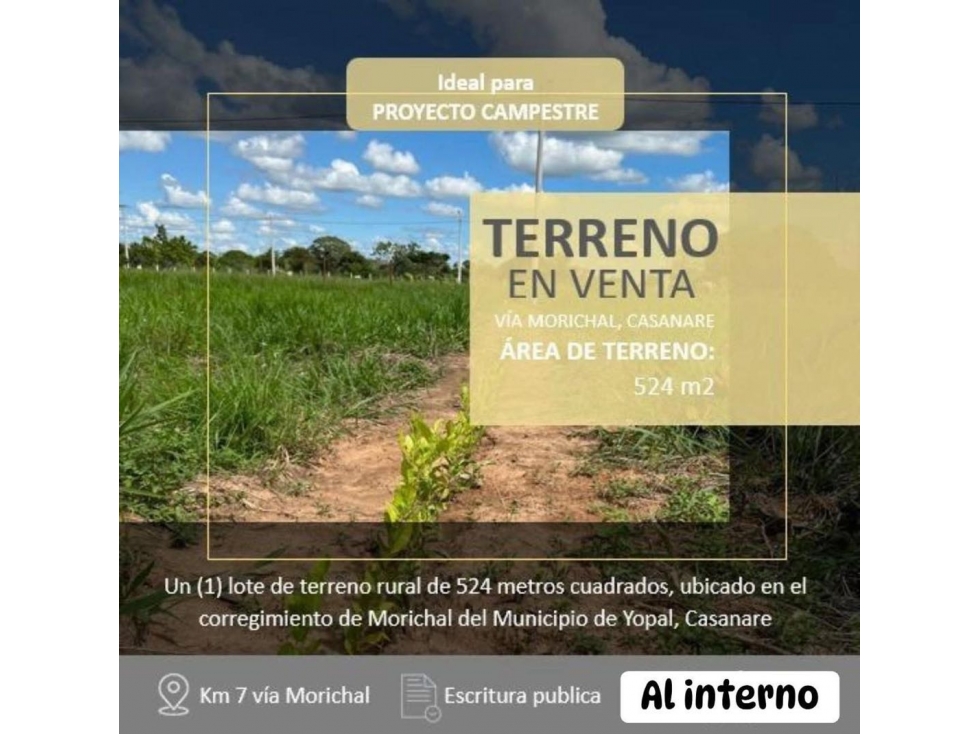 SE VENDE LOTE PROYECTO PALMAS DE MALLORCA, YOPAL