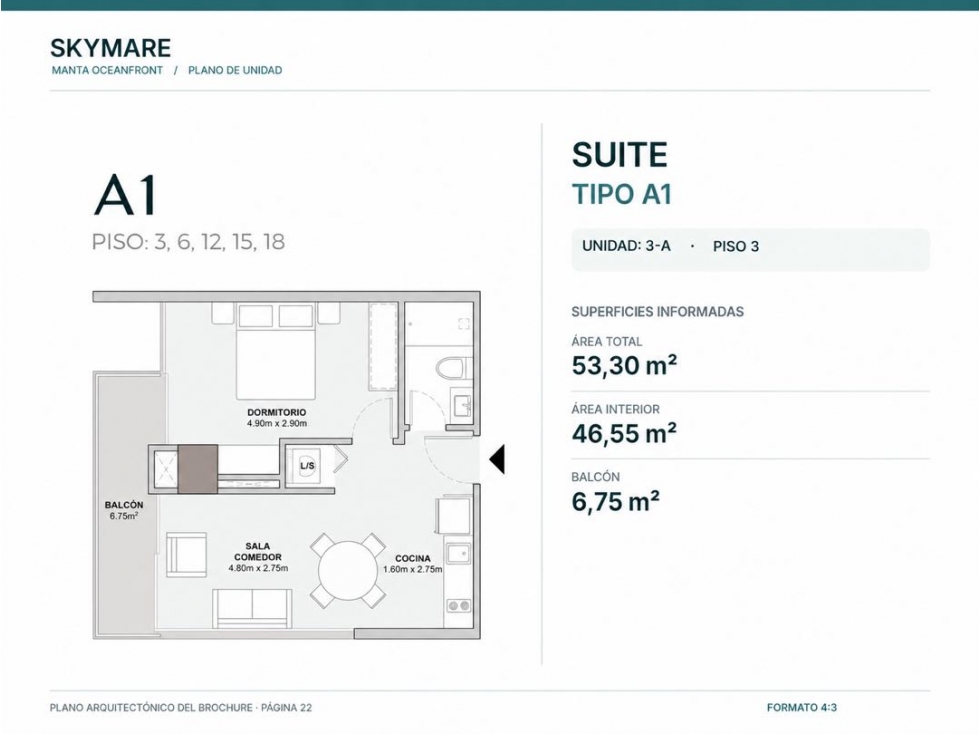 Suite de 1 dormitorio en venta en SKYMARE Manta, Barbasquillo - 2