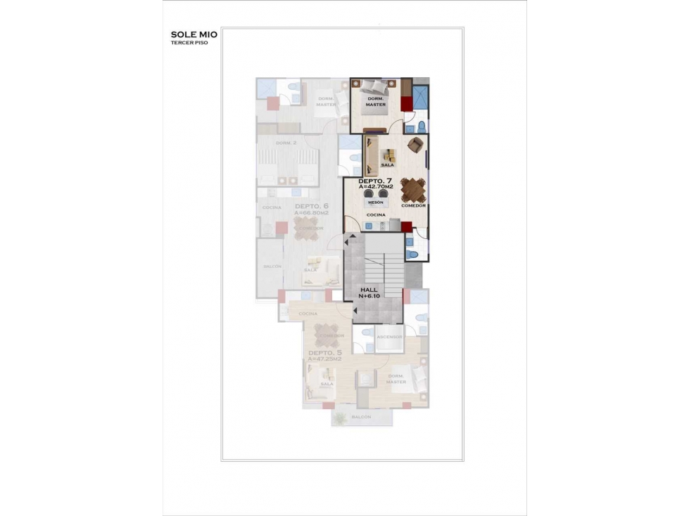 Suite de 42,30 m2 en venta sector Universitario VB - 6