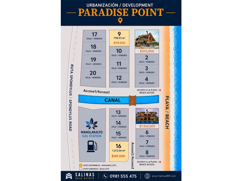 Terreno 798.93 m² 2da Línea al Mar | Paradise Point Manglaralto