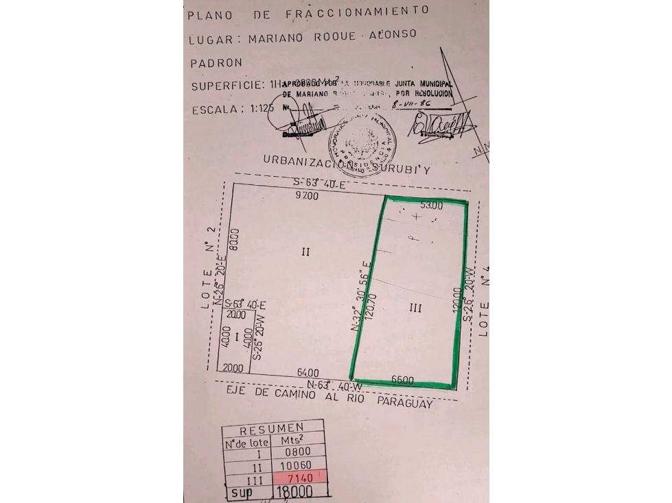 VENDO TERRENO DE 7140 M2 EN M.R.A. - 3