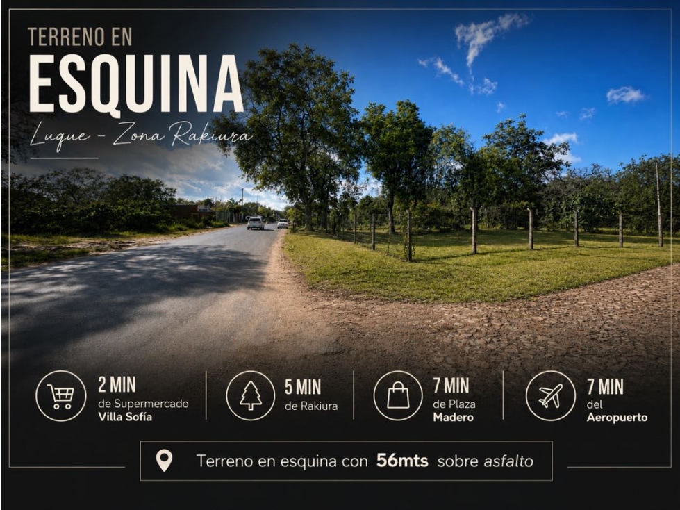 Terreno en esquina en Luque 1570m2 - zona Rakiura y Villa Sofia - 2