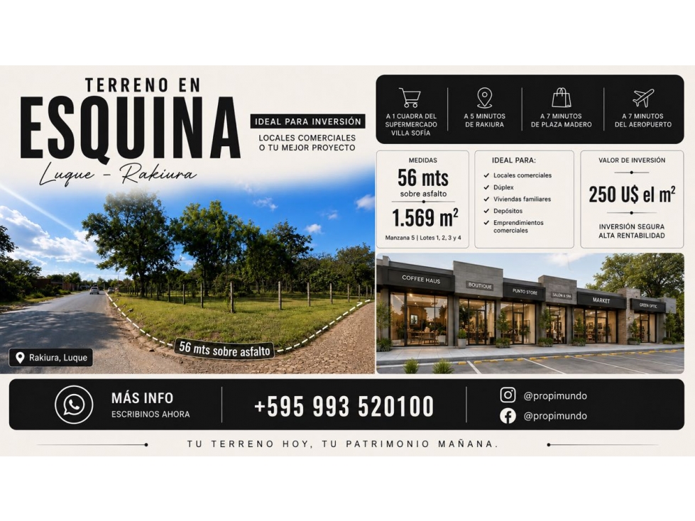 Terreno en esquina en Luque 1570m2 - zona Rakiura y Villa Sofia - 3