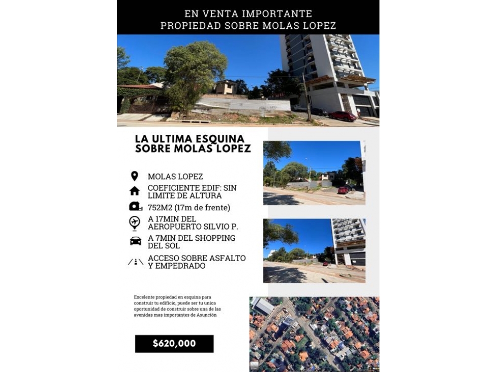 Terreno sobre Molas López en esquina p/ edificio sin limite de altura - 2