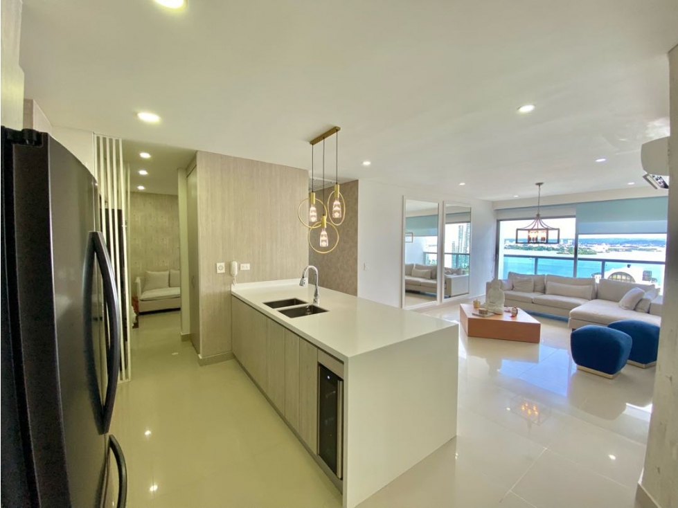 VENDO O ARRIENDO APARTAMENTO AMOBLADO DE 143 m² EN BOCAGRANDE VISTA