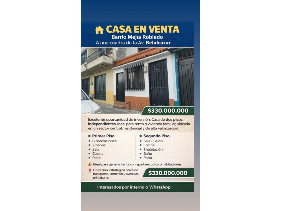 VENDO CASA EN MEJIA ROBLEDO PEREIRA