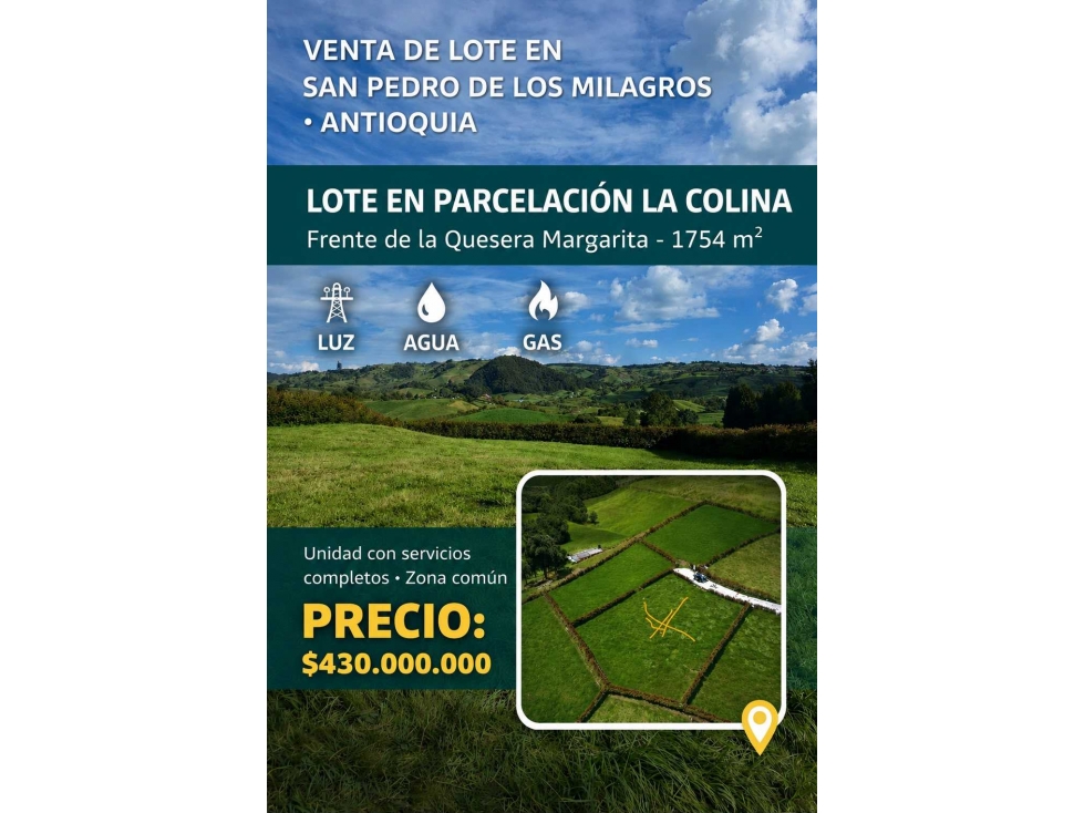 VENDO LOTE EN SAN PEDRO DE LOS MILAGROS ANTIOQUIA