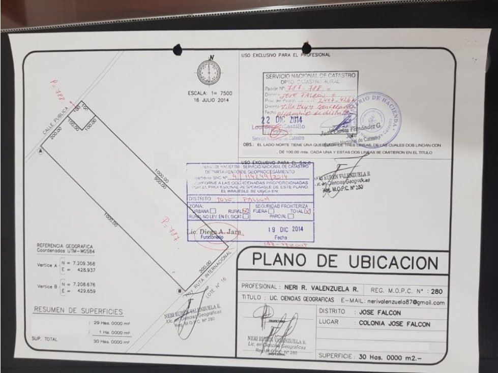 VENDO TERRENO DE 20 HAS EN CHACO I SOBRE RUTA - 3