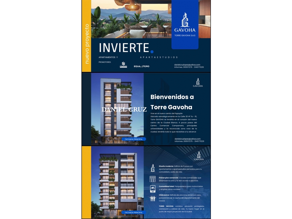 VENTA APARTAESTUDIOS SOBRE PLANOS - POPAYÁN