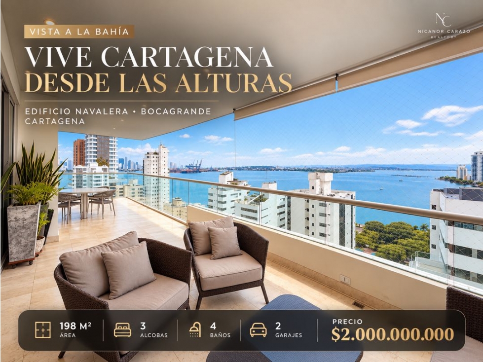 Venta apartamento 3 alcobas en Edificio Navalera en bocagrande