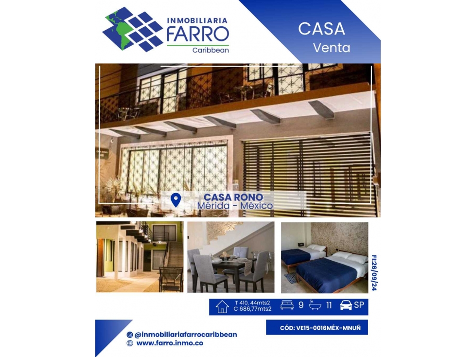 VENTA CASA EN MÉRIDA MÉXICO VE15-0016MEX-MNUÑ