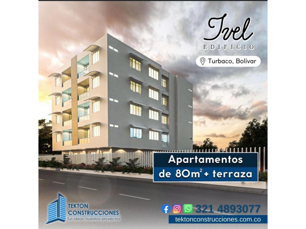 VENTA DE APARTAMENTO 81m2 ESPACIOS AMPLIOS EN EDIFICIO IVEL, TURBACO - 1