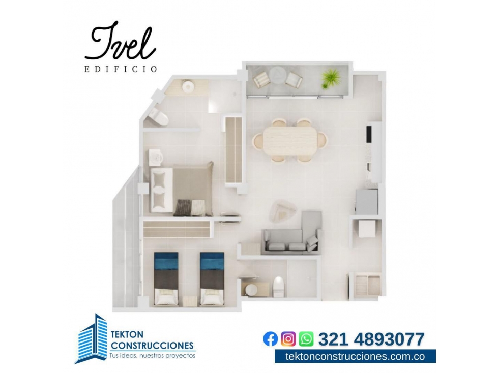 VENTA DE APARTAMENTO 81m2 ESPACIOS AMPLIOS EN EDIFICIO IVEL, TURBACO - 5